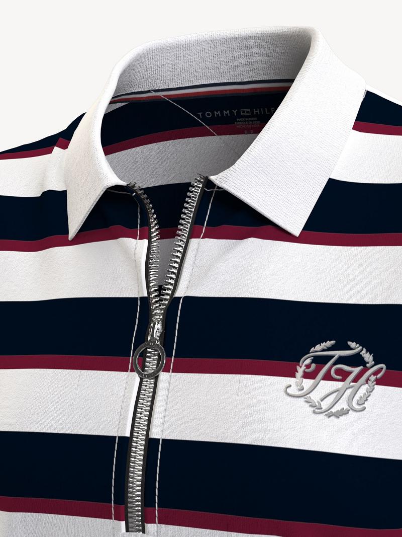 Női Tommy Hilfiger Essential Slim Fit Stripe Polo Dresses Fehér Fekete | HU 75HAP